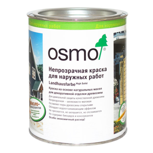 Непрозрачная краска для наружных работ OSMO Landhausfarbe (2607 Темно-коричневая, 0.75 л)