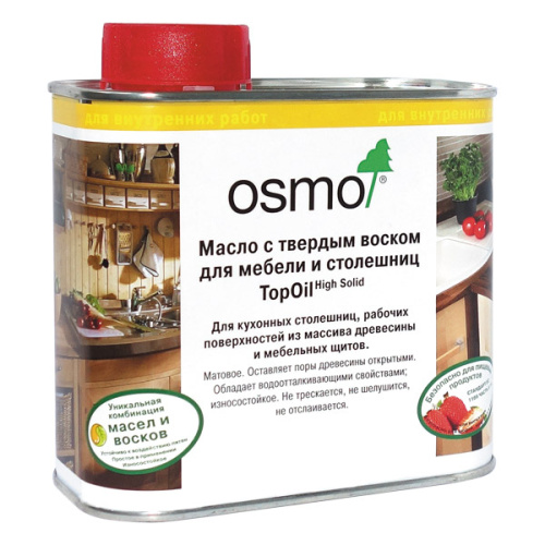 Масло с твердым воском для мебели и столешниц OSMO TopOil (3061 Акация, 0.5 л)